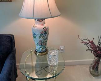 2 of 2 Glass Top Table with Brass Base