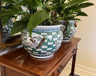 Pair of Imari Porcelain Planters
