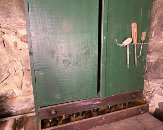 315 vintagewallmountedwoodentoolcabinet