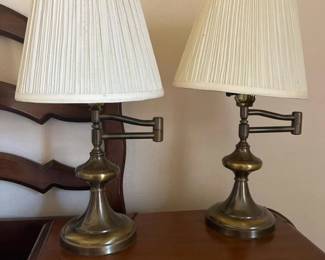 137 brassswingarmtablelampspair