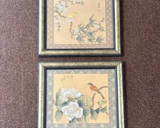 158 pairofframedchinesefloralandbirda