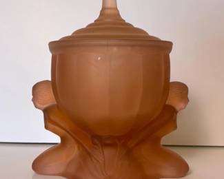004 artdecoczechpinkfrostedglasscompot