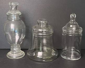 294 setof3clearglassapothecaryjarsped