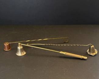174 setof3vintagebrasscoppercandlesnu