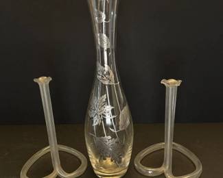 170 decorative3pieceglasssetetchedleaf