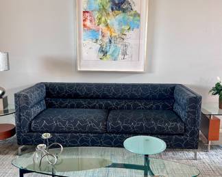 Lazar Scarlet Sofa and Postmodern Cocktail Table   (Framed Art not Available)