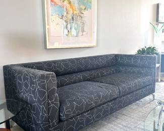 Lazar Scarlet Sofa and Postmodern Cocktail Table   (Framed Art not Available)