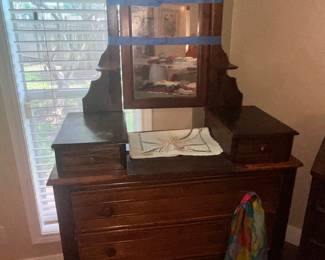 ANTIQUE DRESSER w/ TILT MIRROR