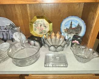 LOTS OF CRYSTAL, PRESSED GLASS & COLLECTOR PLATES