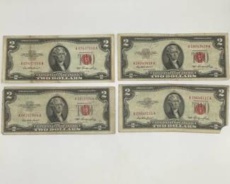 Four 1953 $2 Legal Tender Notes