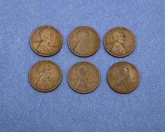 Six 1909 Lincoln Cents
