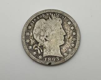 1893 US Silver Barber 25c
