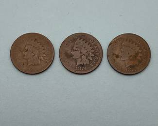 1873 & 1874 & 1875 Indian Head Cents
