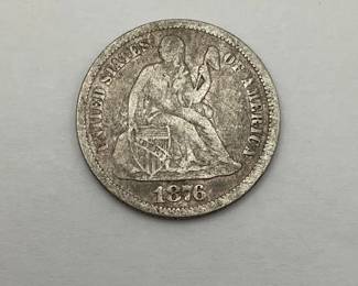 1876 US Liberty Seated Dime