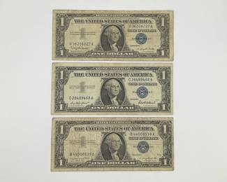 1957, 1957-A and 1957-B $1 Silver Certificates