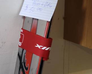 Machete skis with bindings, poles and cover (skis used one weekend)
