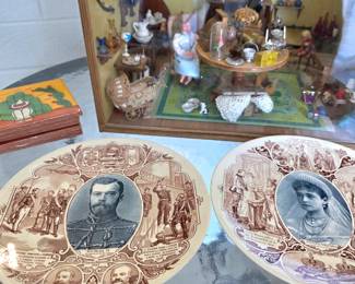 Antique Souvenir Plates Russiann Czar Nicholas