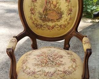 Pelham,  Shell, Leck balloon back Victorian needlepoint chair