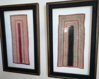 Framed antique Chinese textiles