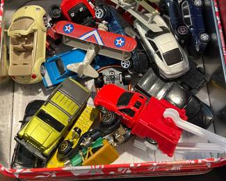 Toy cars and trucks