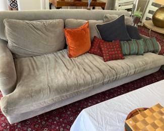 Grey velvet sofa