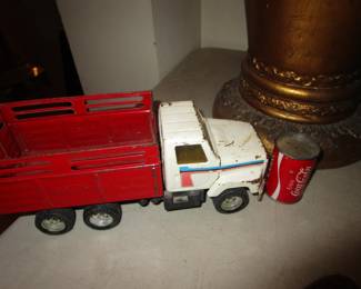 Vintage truck, old tiny coke can