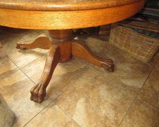 Antique oak claw foot dining table
