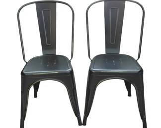 Pair Of Metal Bistro Style Black Chairs