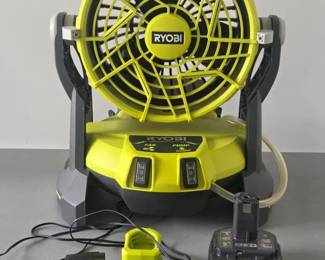 RYOBI 18v ONE Whisper Series 7.5 Bucket Top Misting Fan With Battery  Charger