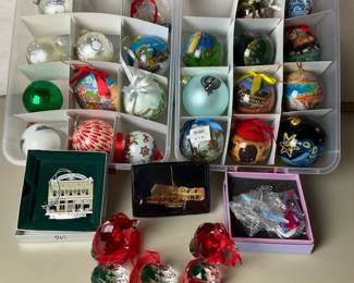 HandPainted Travel and Holiday Christmas Ornaments with Display Boxes