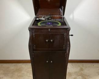 03 Vintage Victrola Floor Model Phonograph Cabinet