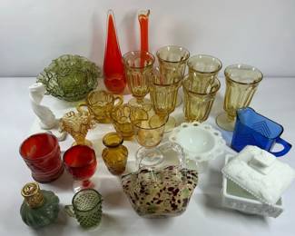 Vintage Colored Glassware Decorative Art Glass Collection