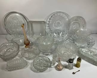 Vintage Pressed Cut Glass Serveware