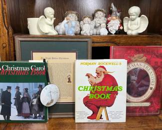 Christmas Books, Angel Figurines, and Holiday Decor