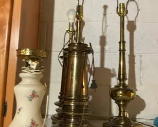 Vintage Table Lamps with Brass and Floral Designs