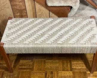Mid Century Style Woven Cord Bench