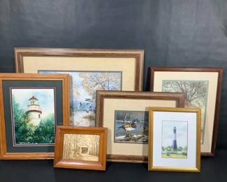 Framed Lighthouse, Wildlife, and Landscape Print Collection