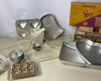 Vintage Bakeware, Glass Dishes, and Decorating Supplies