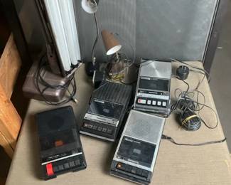 Vintage Panasonic Tape Recorders, Desk Lamps, and Fluorescent Work Light