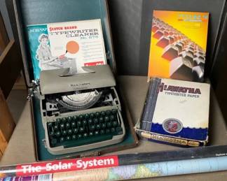 Vintage Remington TravelRiter Typewriter with Case and Typing Accessories