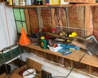 Garage Contents Including Paint Supplies, Chemicals, and Hand Tools