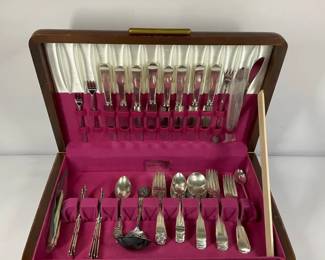 Oneida Community Sterling Flatware Set in Wooden Storage Chest