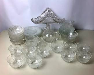 Clear Pressed and Etched Glass Servewar