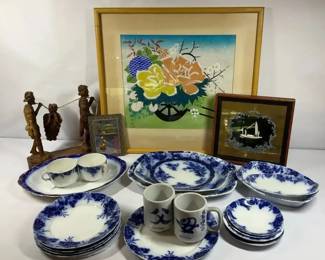 AsianInspired Decor Blue Transferware China Collection