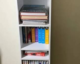 White Narrow Bookcase with Books