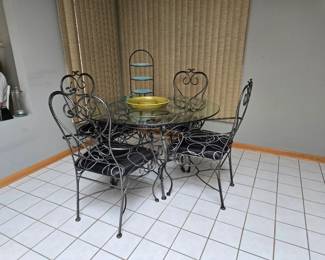 Iron glass top table