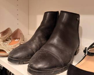 Black leather ankle boots