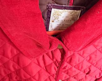 Red quilted corduroy field jacket
