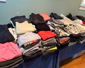 Table of folded clothing