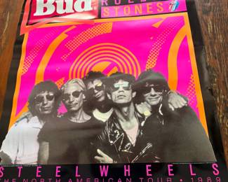 Rolling Stones "Steel Wheels" 1989 tour Budweiser poster